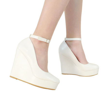 ÎNCĂLȚĂMINTE DAMĂ 39.99 - Pantofi eleganti cu platforma 130-66alb