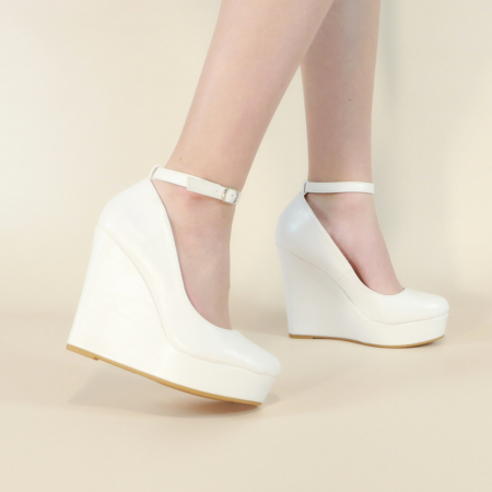 ÎNCĂLȚĂMINTE DAMĂ 39.99 - Pantofi eleganti cu platforma 130-66alb