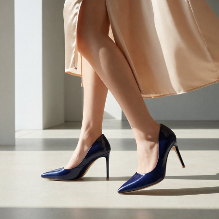 Pantofi eleganti cu toc 10016bleumarin [4]