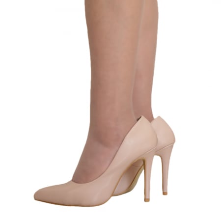 Pantofi cu toc - Pantofi eleganti cu toc 10016nude