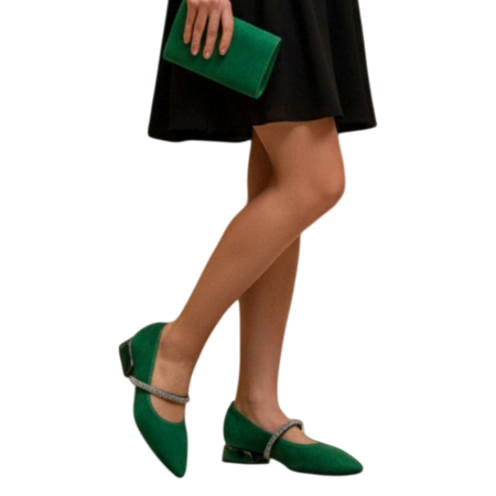 Pantofi cu toc - Pantofi eleganti cu toc jos C-151verde