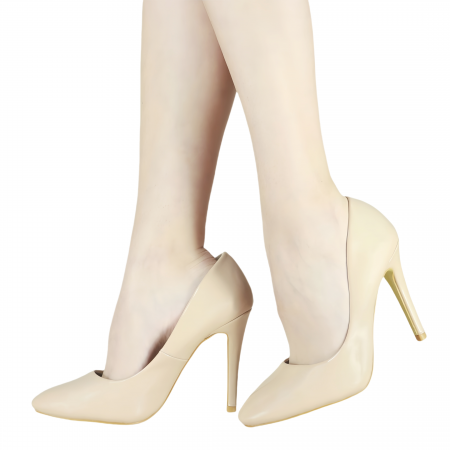 Pantofi cu toc - Pantofi eleganti cu toc 10023nude