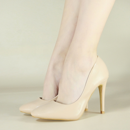 Pantofi cu toc - Pantofi eleganti cu toc 10023nude