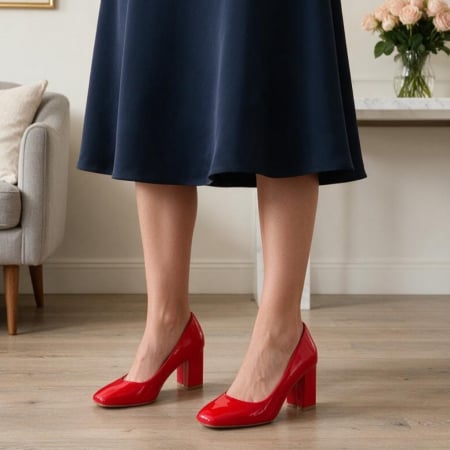 Damă - Pantofi eleganti cu toc 1003-63rosu