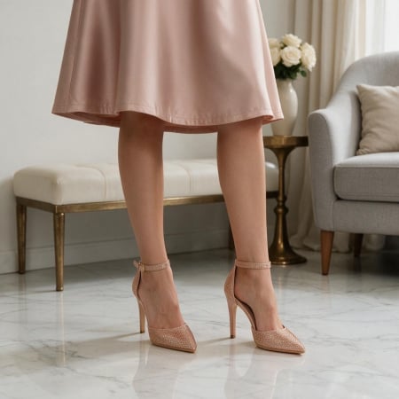 Pantofi cu toc - Pantofi eleganti cu toc 916-65sampanie