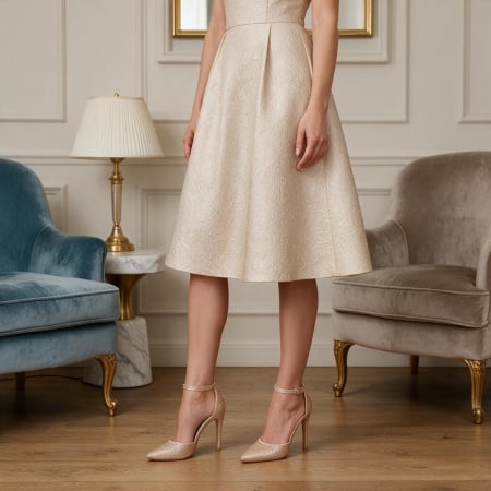 Damă - Pantofi eleganti cu toc 916-80sampanie