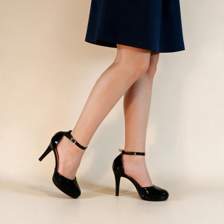 Pantofi cu toc - Pantofi eleganti cu toc 920-80Anegru