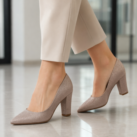 Damă - Pantofi eleganti cu toc 920-81BBsampanie