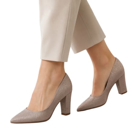 Damă - Pantofi eleganti cu toc 920-81BBsampanie