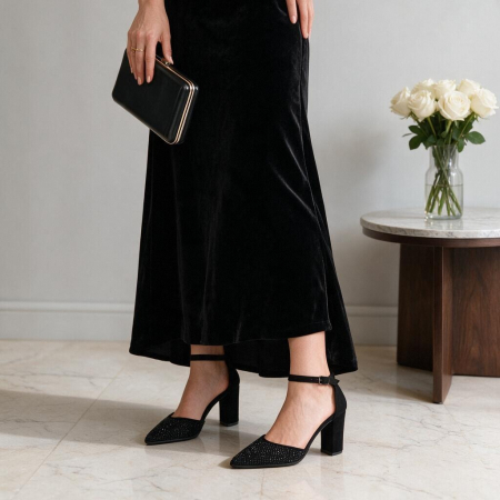 Damă - Pantofi eleganti cu toc 920-88negru