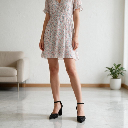 Damă - Pantofi eleganti cu toc 920-88negru