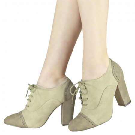 Pantofi cu toc - Pantofi vintage cu siret si toc gros 5860Abej
