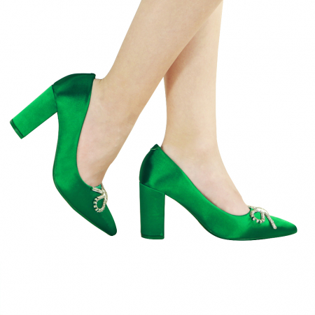 Pantofi cu toc - Pantofi eleganti cu toc A23-611verde