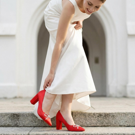 Pantofi cu toc - Pantofi eleganti cu toc A23-611rosu