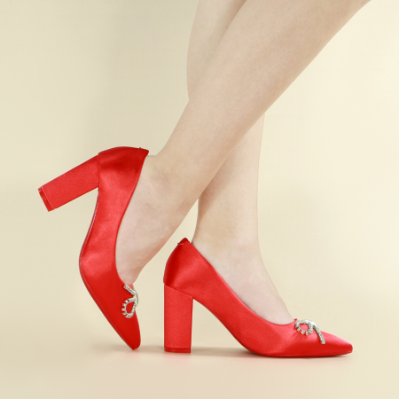 Pantofi cu toc - Pantofi eleganti cu toc A23-611rosu