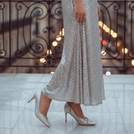 Pantofi cu toc - Pantofi eleganti cu toc A23-622argintiu