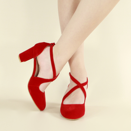 Pantofi cu toc - Pantofi eleganti cu toc X22-1001rosu