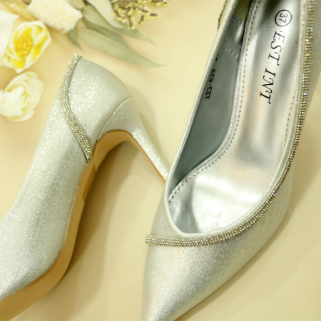 Pantofi cu toc - Pantofi eleganti cu toc A23-622argintiu