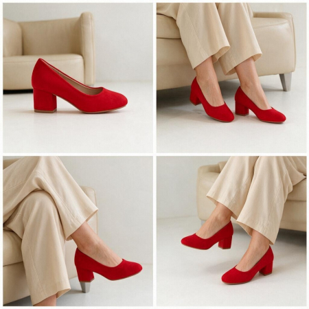 Pantofi cu toc - Pantofi eleganti cu toc A25-1970rosu