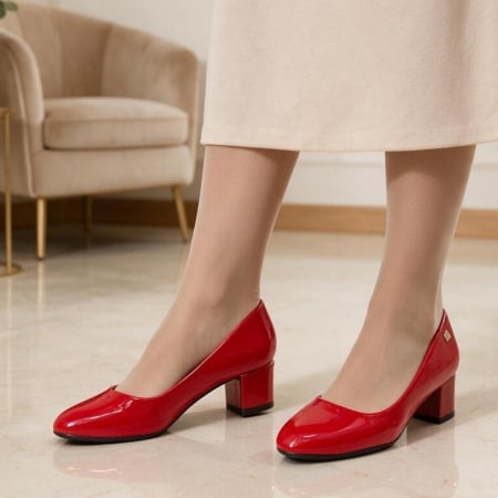 Damă - Pantofi eleganti cu toc C-127rosu