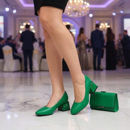 Pantofi cu toc - Pantofi eleganti cu toc C-152verde