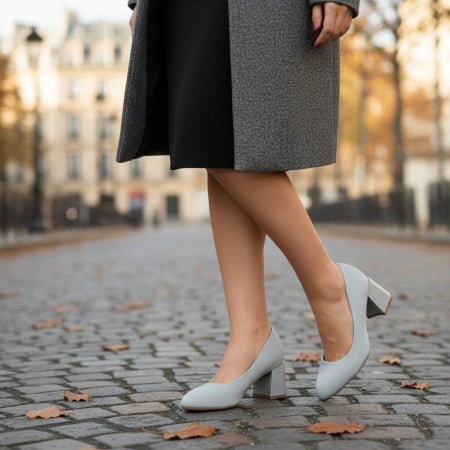 Pantofi cu toc - Pantofi eleganti cu toc C-155argintiu