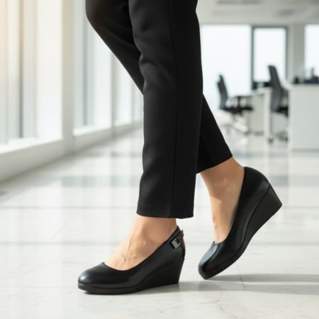 Pantofi cu toc - Pantofi cu platforma C-120negru