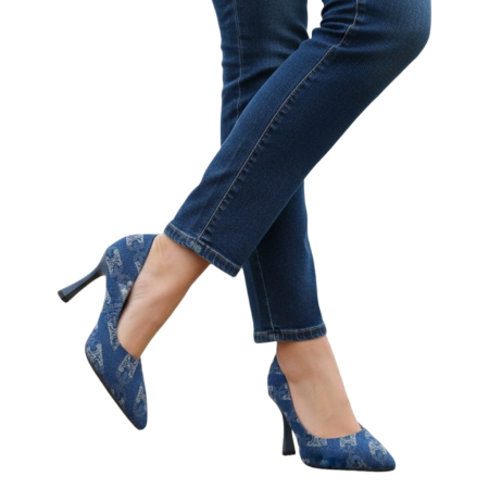 Damă - Pantofi eleganti cu toc C-144bleumarin