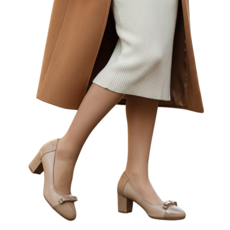 Damă - Pantofi eleganti cu toc C-97apricot