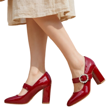 Damă - Pantofi eleganti cu toc FX-2rosu