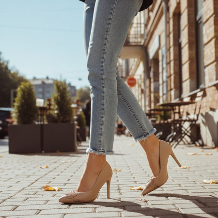 Damă - Pantofi eleganti cu toc FX-6bej