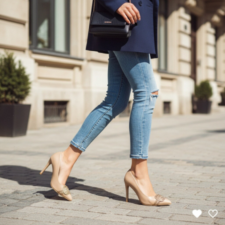 Damă - Pantofi eleganti cu toc FX-6bej