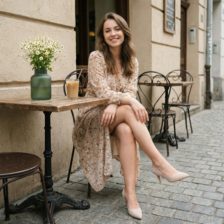 Damă - Pantofi eleganti cu toc FX-9bej