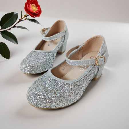 Pantofi de copii - Pantofi eleganti cu toc A2215argintiu