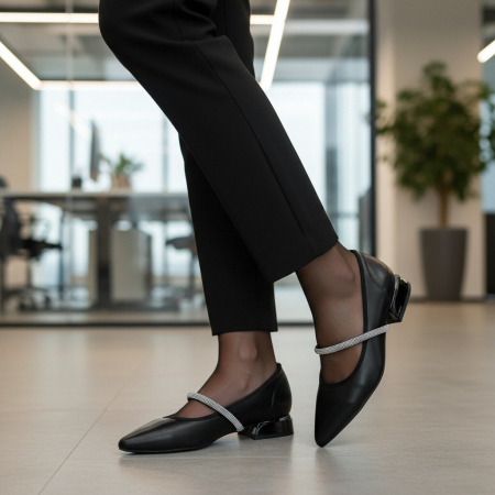 Pantofi eleganti cu toc jos C-150negru [6]