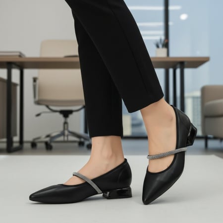 Pantofi cu toc - Pantofi eleganti cu toc jos C-150negru