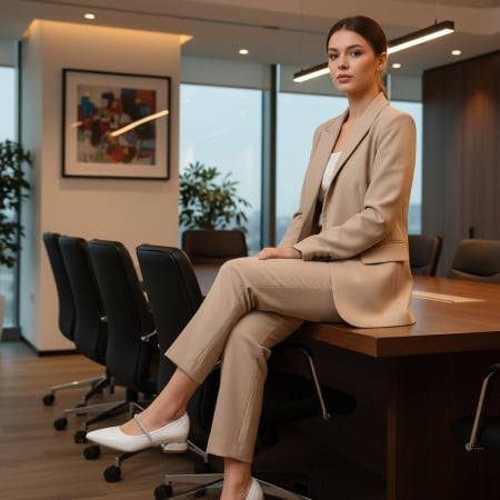 Pantofi cu toc - Pantofi eleganti cu toc jos C-150alb