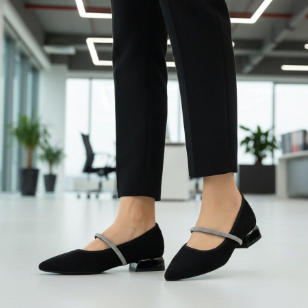 Pantofi eleganti cu toc jos C-151negru [7]