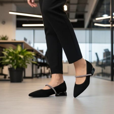 Pantofi cu toc - Pantofi eleganti cu toc jos C-151negru