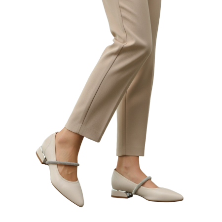 Pantofi cu toc - Pantofi eleganti cu toc jos C-150bej