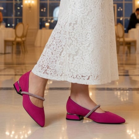 Pantofi cu toc - Pantofi eleganti cu toc jos C-151fucsia