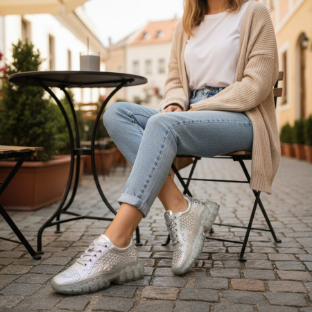 Pantofi sport de damă - Pantofi sport B26argintiu