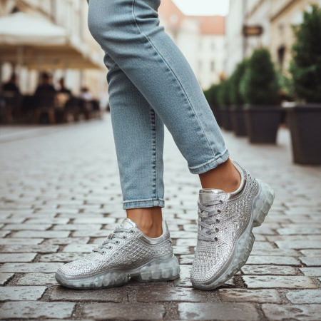 Pantofi sport de damă - Pantofi sport B26argintiu