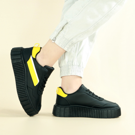 Pantofi sport de damă - Pantofi sport MU-16negru/galben