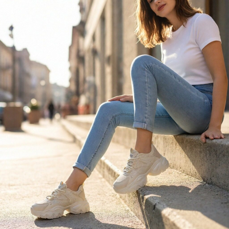 Pantofi sport de damă - Pantofi sport W33-2bej