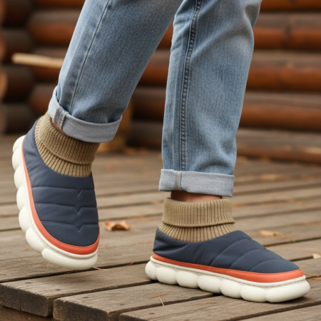 Papuci de casă - Papuci captusiti din bumbac 43079B-54gri