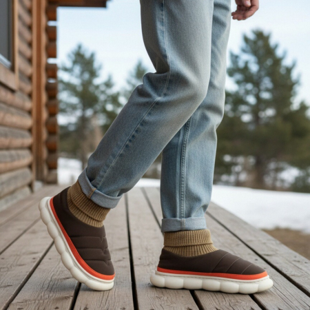 Papuci de casă - Papuci captusiti din bumbac 43079B-54maro