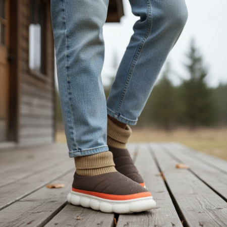 Papuci de casă - Papuci captusiti din bumbac 43079B-54maro