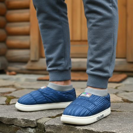 Papuci de casă - Papuci captusiti din bumbac 43079B-58albastru