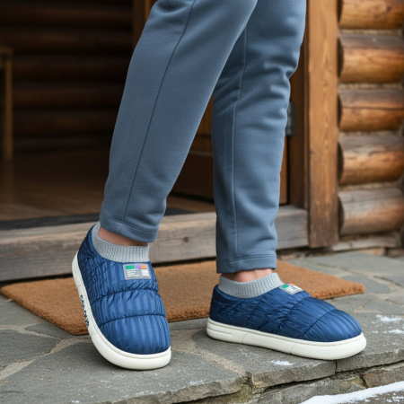 Papuci de casă - Papuci captusiti din bumbac 43079B-58albastru